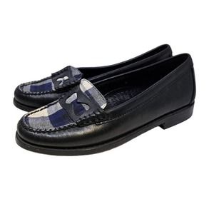 Bass Rachel Antonoff 7.5 Wendybird Leather Navy Plaid Penny Loafer Weejuns